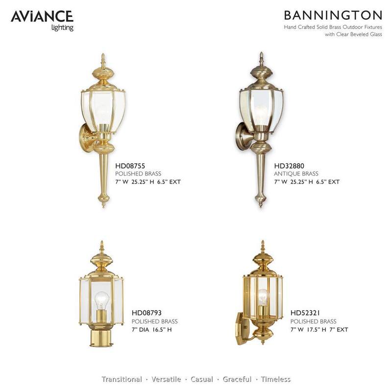 AVIANCE LIGHTING Bannington 1 Lámpara aplique de pared para exterior de latón pulido - HD52321