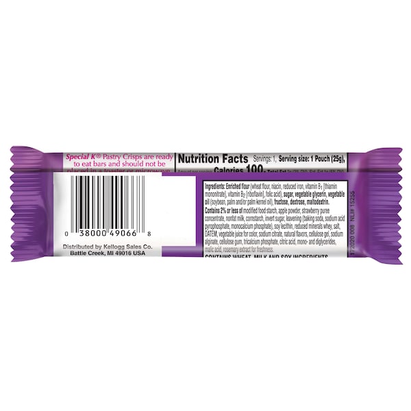 Kellogg's Special K Strudel de Fresa Pastel Crujiente en Porción Individual .88 oz., Paquete con 81 unidades - 3800056923