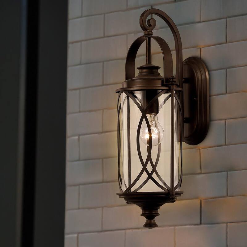 Lámpara de pared para exteriores Monteaux Lighting de 1 luz en bronce frotado con aceite con cristal transparente - BOR01404