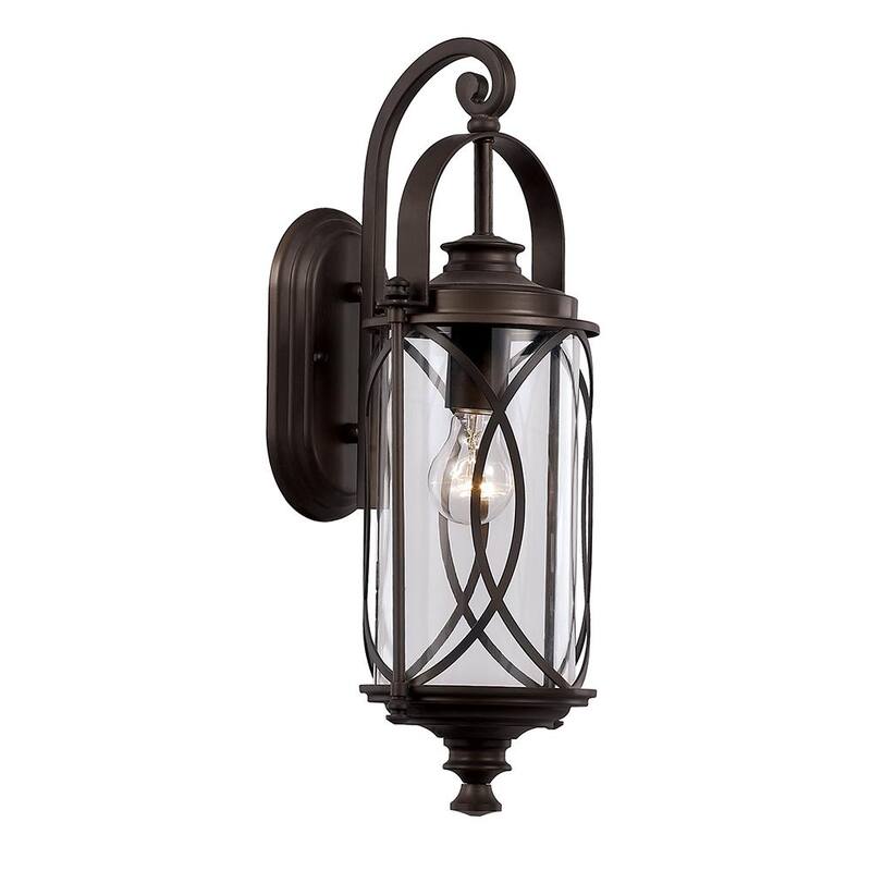Lámpara de pared para exteriores Monteaux Lighting de 1 luz en bronce frotado con aceite con cristal transparente - BOR01404