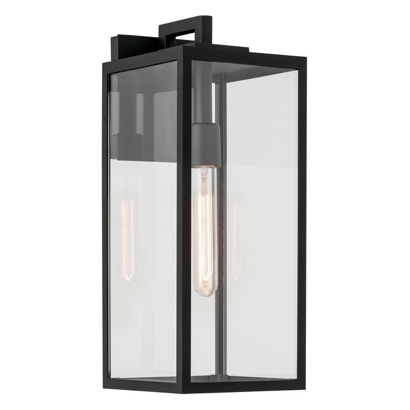 KICHLER Branner 17.75 in. 1 luz Linterna Sencilla de Pared para Exterior Tradicional con Cableado Duro en Negro Texturizado sin Bombillas Incluidas - 59112BKT