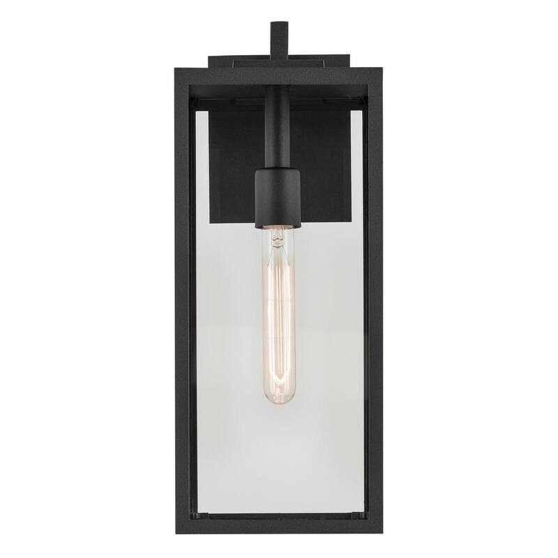 KICHLER Branner 17.75 in. 1 luz Linterna Sencilla de Pared para Exterior Tradicional con Cableado Duro en Negro Texturizado sin Bombillas Incluidas - 59112BKT