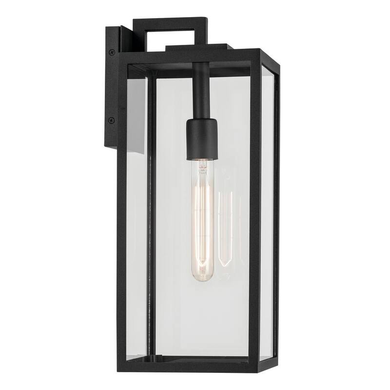 KICHLER Branner 17.75 in. 1 luz Linterna Sencilla de Pared para Exterior Tradicional con Cableado Duro en Negro Texturizado sin Bombillas Incluidas - 59112BKT