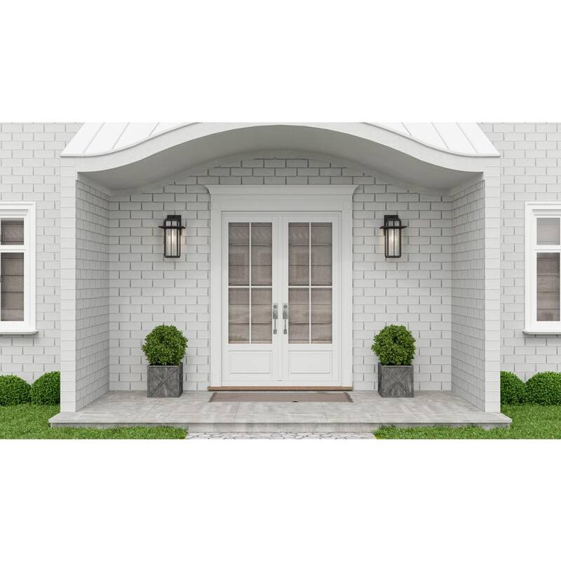 Aplique de pared exterior Quoizel Randall de 9 pulgadas con 1 luz, acabado en negro moteado y vidrio transparente Seeded - RDL8409MB