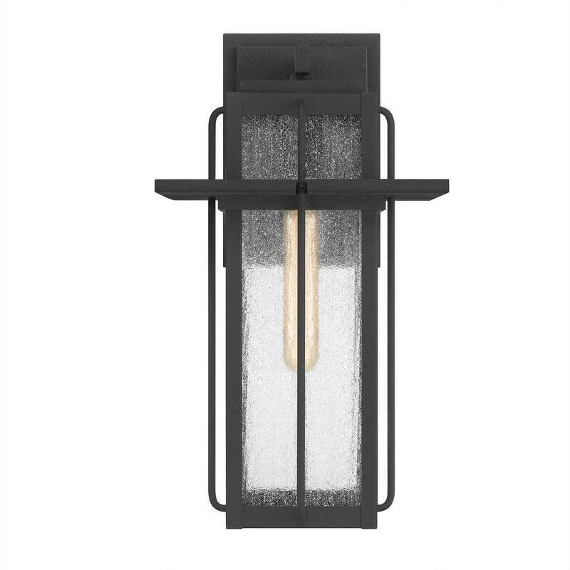 Aplique de pared exterior Quoizel Randall de 9 pulgadas con 1 luz, acabado en negro moteado y vidrio transparente Seeded - RDL8409MB