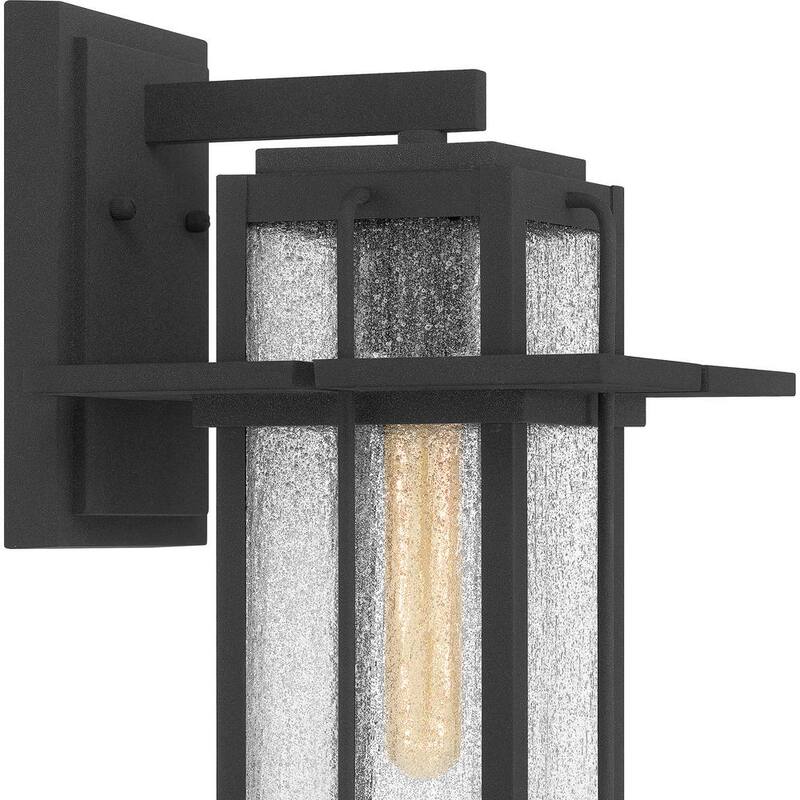 Aplique de pared exterior Quoizel Randall de 9 pulgadas con 1 luz, acabado en negro moteado y vidrio transparente Seeded - RDL8409MB