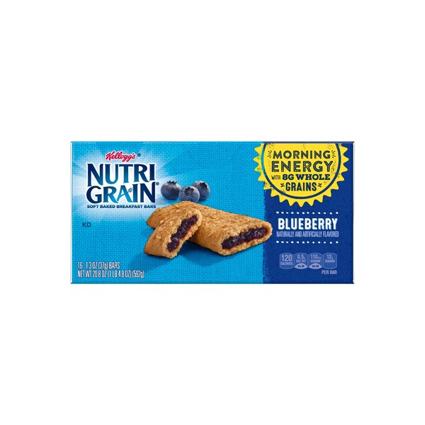 Kellogg's Barra de Cereal Nutri-Grain Arándano 1.3 oz., Paquete de 48 - 3800035745
