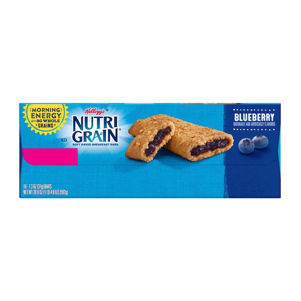 Kellogg's Barra de Cereal Nutri-Grain Arándano 1.3 oz., Paquete de 48 - 3800035745