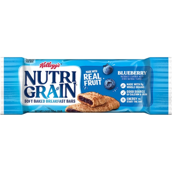 Kellogg's Barra de Cereal Nutri-Grain Arándano 1.3 oz., Paquete de 48 - 3800035745