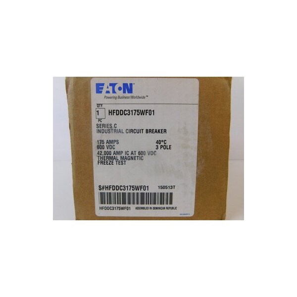 Eaton Molded Case Breakers MCCBs HFD 3P 175A 600V 50/60Hz 3Ph F Frame - HFDDC3175WF01