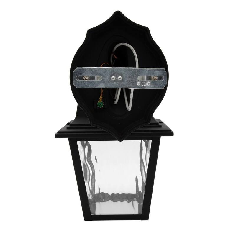 Luminaria de pared exterior LED negra de 1 luz Maxxima con vidrio de agua transparente y sensor de atardecer a amanecer - MEL-9126W