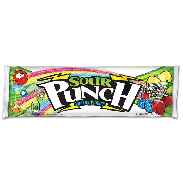 Tiras de Caramelo Ácido Arcoíris Sour Punch 4.5 oz, paquete de 24 - 8791