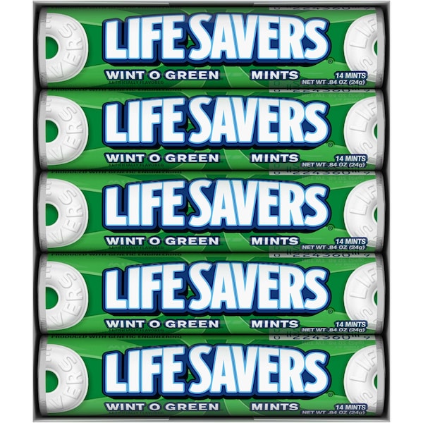 Salvavidas Wint-O-Green Candy de Life Savers en tubo de .84 oz. Paquete de 300 - 259671
