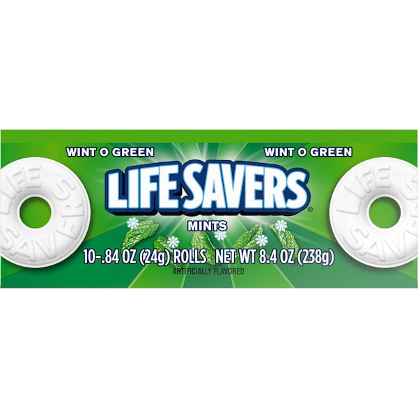 Salvavidas Wint-O-Green Candy de Life Savers en tubo de .84 oz. Paquete de 300 - 259671