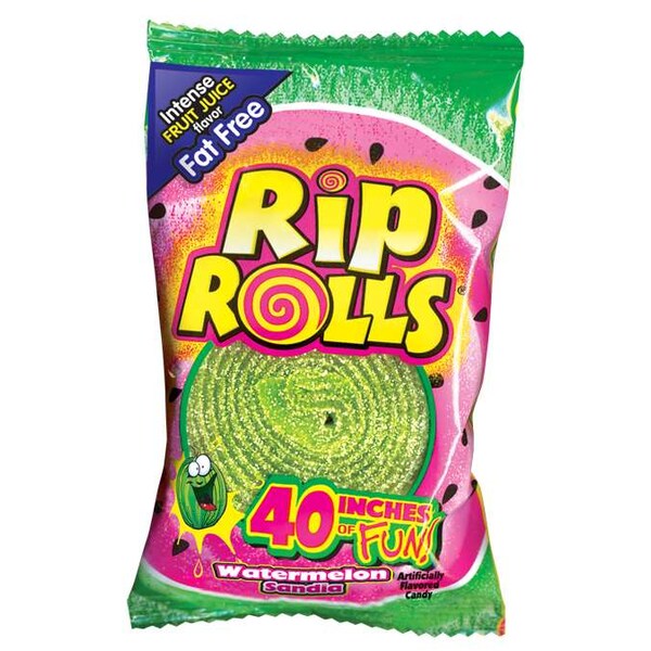 Rip Rolls Dulces de Regaliz con Sabor a Sandía sin Grasa 1.4 oz., Paq. de 288 - 34973