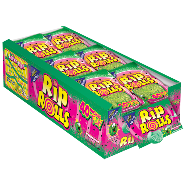 Rip Rolls Dulces de Regaliz con Sabor a Sandía sin Grasa 1.4 oz., Paq. de 288 - 34973