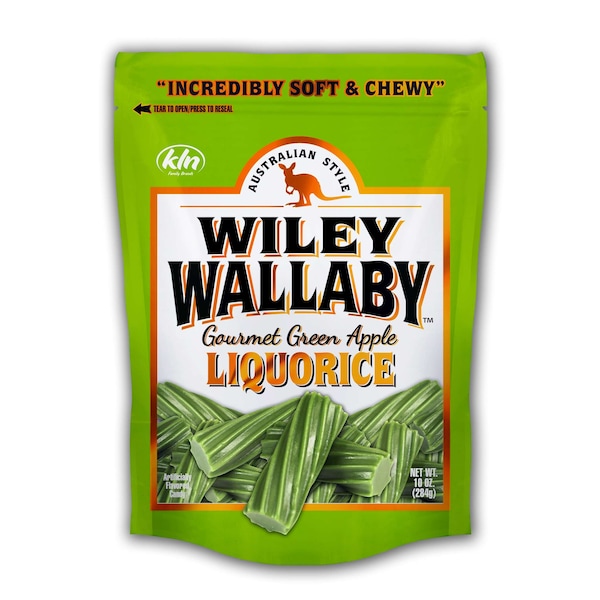Caramelo de Regaliz de Manzana Verde Wiley Wallaby 10 oz., Paquete de 10 - 121112