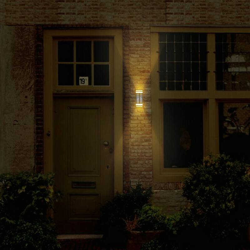 Lámparas de pared solares TECHKO cilíndricas con doble dirección, linterna negra para exteriores montada en pared solar amarilla/blanca LED integrado - SSL-302.