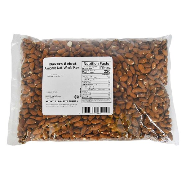 Bakers Select BS Almendras Naturales Enteras de 5lbs, Paquete de 2 - 9611030