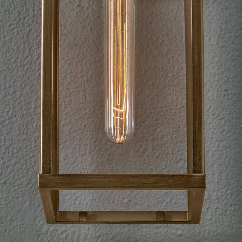 Lámpara de pared al aire libre con cableado Hampton Bay Porter Hills de 19 pulgadas en latón antiguo, con sin bombilla incluida - 26234.