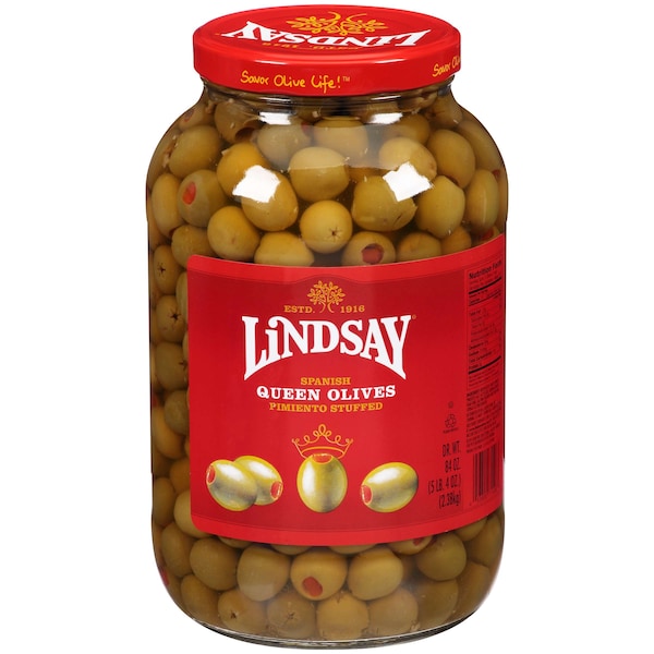 Lindsay 150/160 Aceitunas Rellenas de Reina en Frasco de 84 oz., Paquete de 4 - A003896