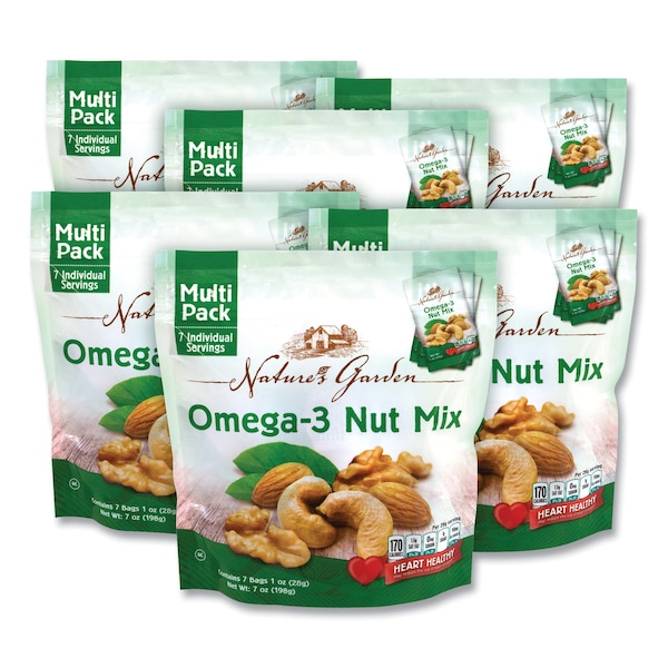 Mezcla de nueces Omega-3 de Natures Garden, bolsa de 1 onza, paquete de 42 - 7028
