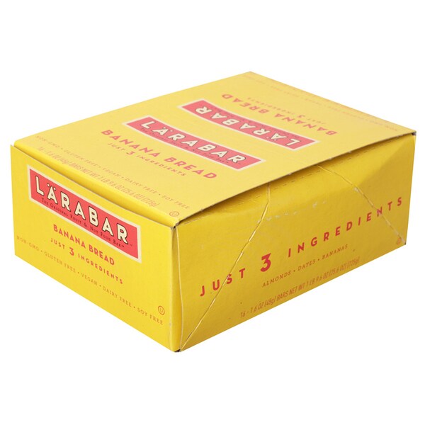 Barra de pan de plátano Larabar 1.6 oz., PK64 - 21908-49575