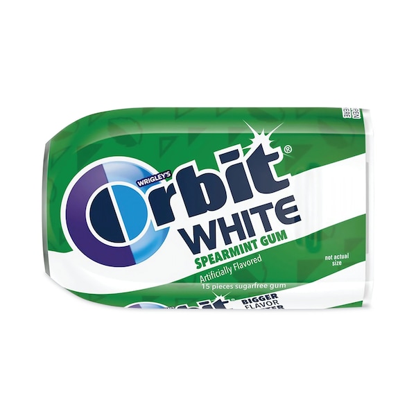 Chicle Orbit White sin azúcar, Sabor Hierbabuena, 15 piezas, paquete de 9 - 11162