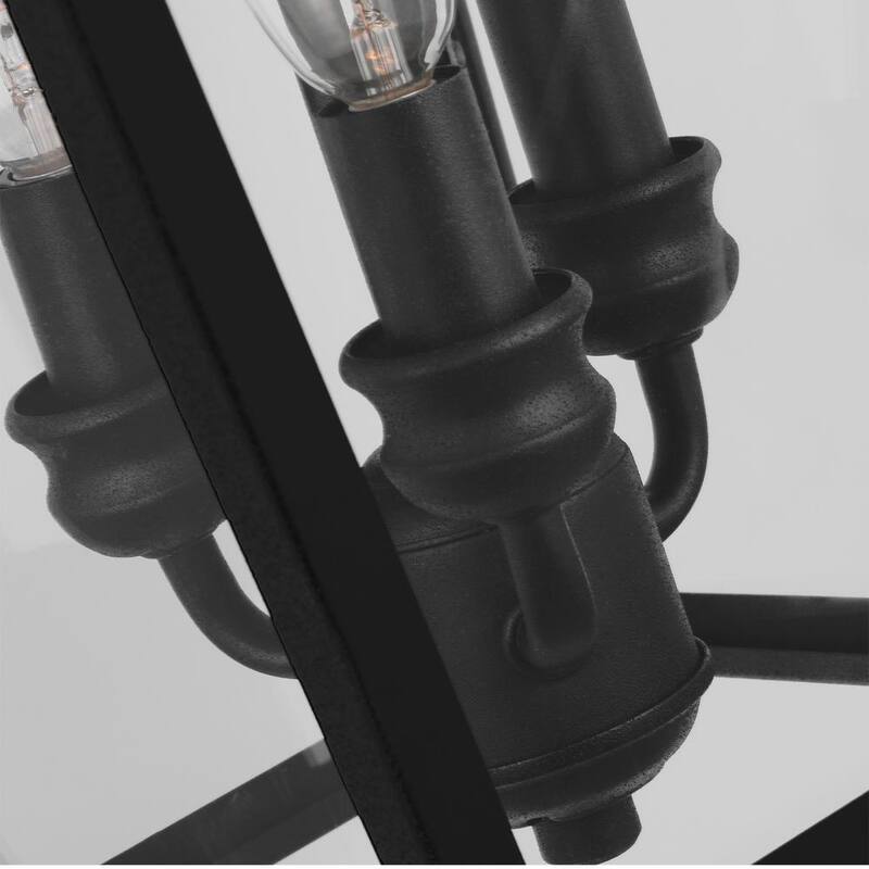 Iluminación de Generación Lámpara Galena Mediana 3-Luz Texturizado Negro Al Aire Libre Linterna de Pared Duro Cableado con Vidrio Transparente - OL14403TXB
