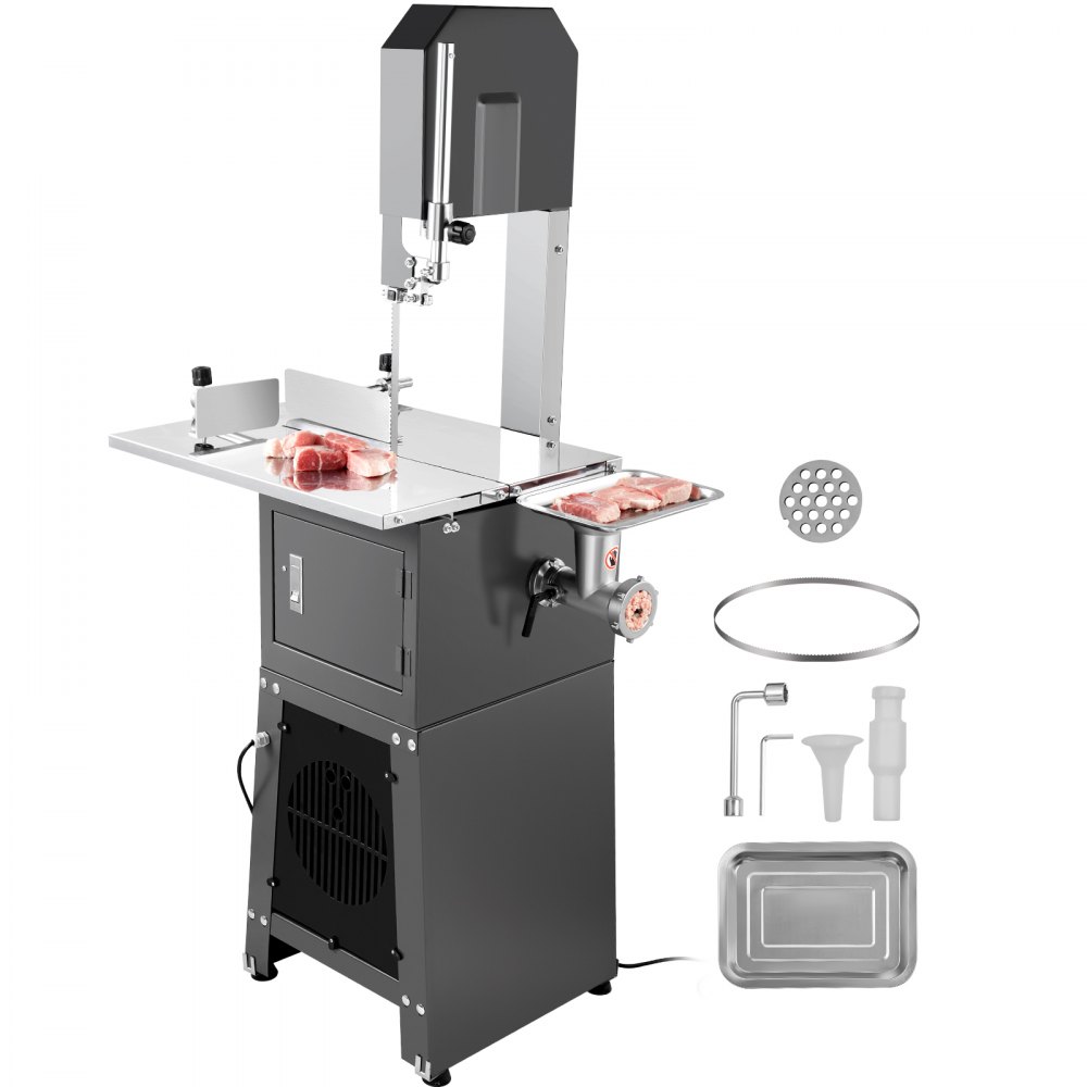 VEVOR 550W Commercial Electric Meat Bandsaw Stainless Steel Bone Sawing Machine - JJSJGJ550WTQJ45TUV1