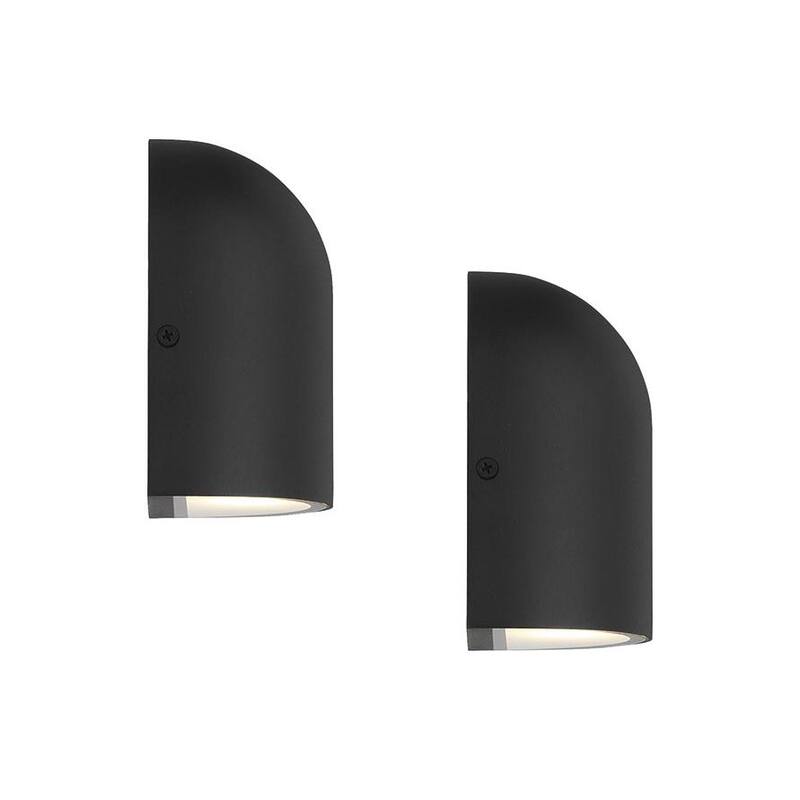 Linterna de pared exterior Hampton Bay Jasper de 5.5 pulgadas en arena negra con cableado duro y LED integrado (paquete de 2) - 26201