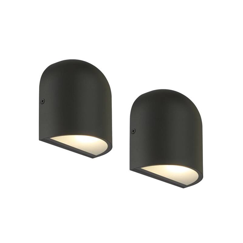 Linterna de pared exterior Hampton Bay Jasper de 5.5 pulgadas en arena negra con cableado duro y LED integrado (paquete de 2) - 26201