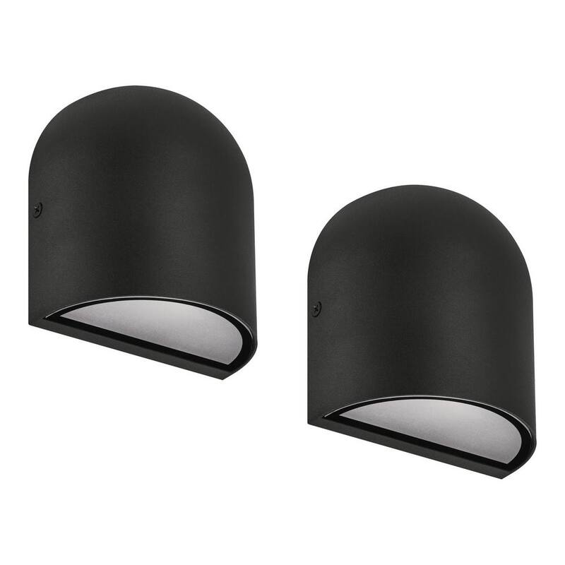 Linterna de pared exterior Hampton Bay Jasper de 5.5 pulgadas en arena negra con cableado duro y LED integrado (paquete de 2) - 26201
