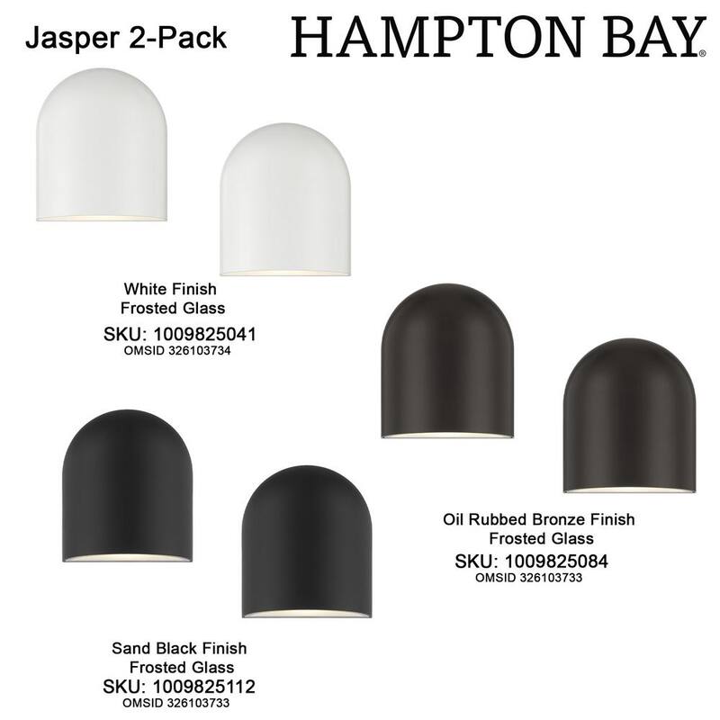 Linterna de pared exterior Hampton Bay Jasper de 5.5 pulgadas en arena negra con cableado duro y LED integrado (paquete de 2) - 26201