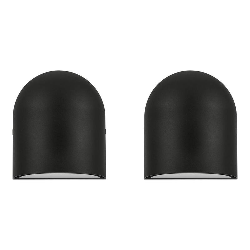 Linterna de pared exterior Hampton Bay Jasper de 5.5 pulgadas en arena negra con cableado duro y LED integrado (paquete de 2) - 26201
