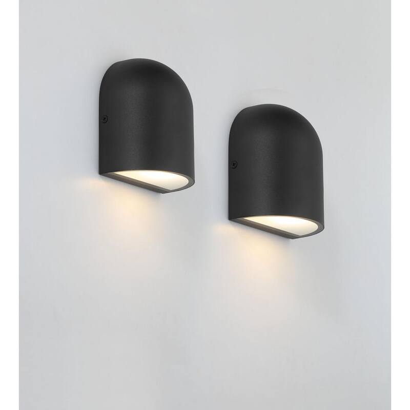 Linterna de pared exterior Hampton Bay Jasper de 5.5 pulgadas en arena negra con cableado duro y LED integrado (paquete de 2) - 26201