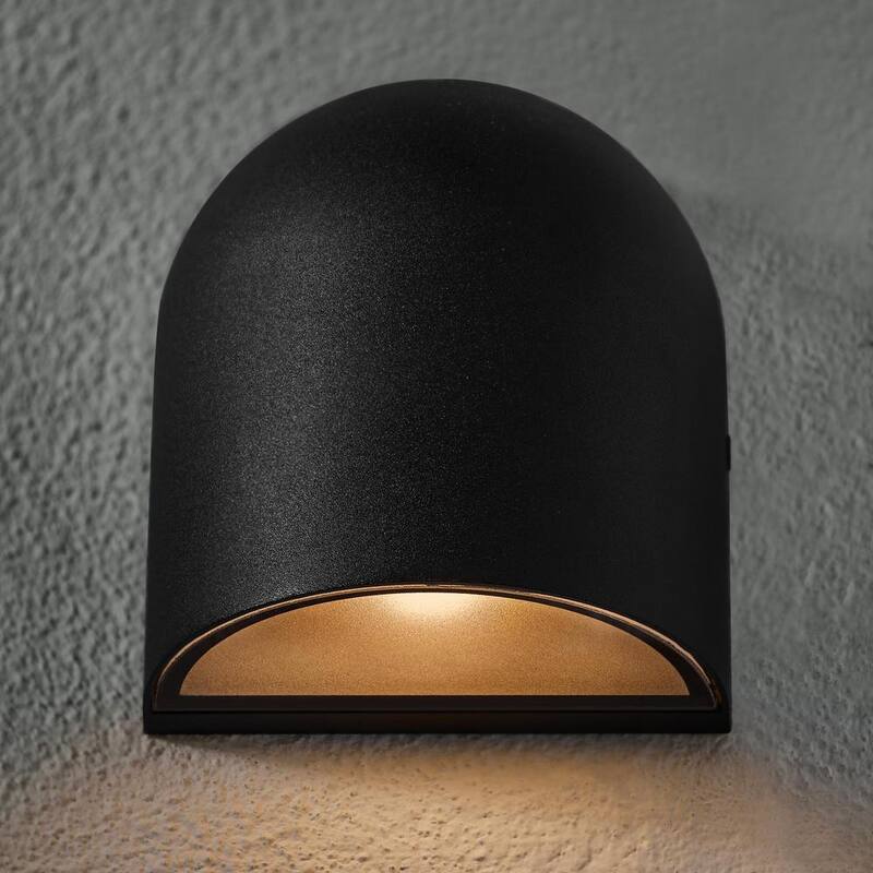 Linterna de pared exterior Hampton Bay Jasper de 5.5 pulgadas en arena negra con cableado duro y LED integrado (paquete de 2) - 26201