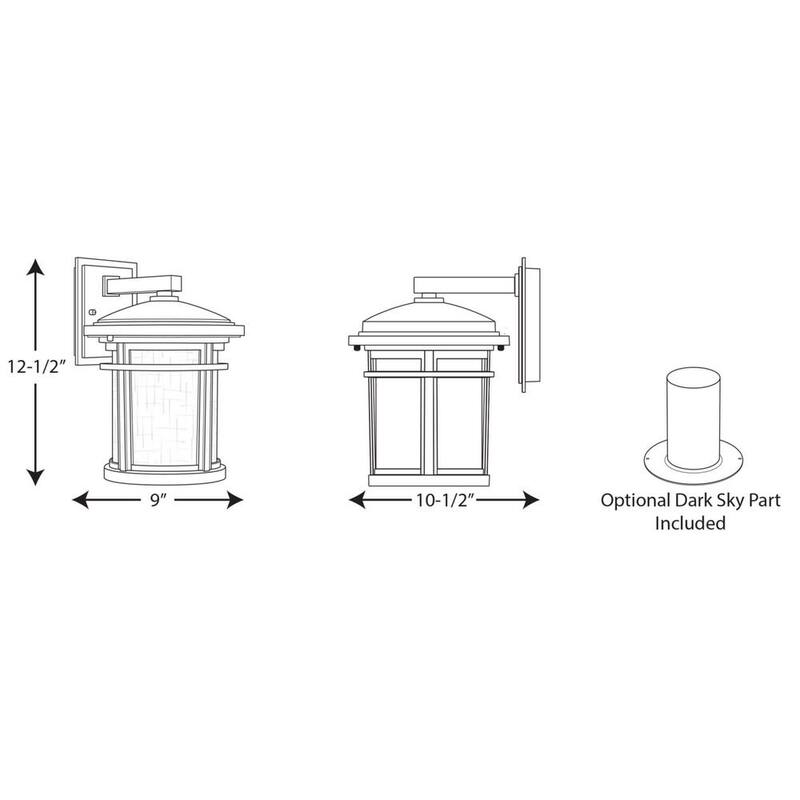 Colección de iluminación Wish de Progress Lighting, lámpara de pared mediana para exteriores estilo artesanal de 1 luz en negro texturizado con vidrio de lino blanco grabado - P6085-31