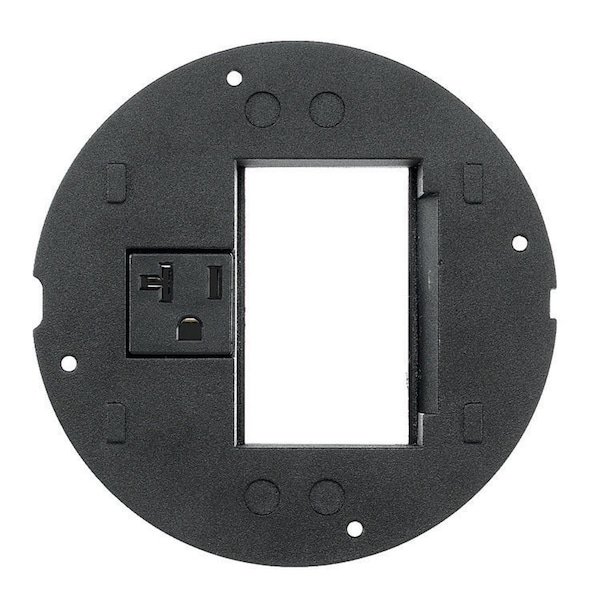 Hubbell Wiring Device-Kellems SystemOne, Sub-Plate, Recessed Opening for (3) I-Unit Ortronics Series II Modules, Single 20A, 125V Receptacle, Black - S1SPORT
