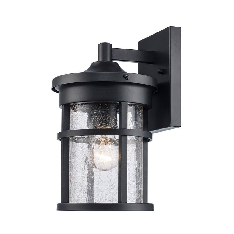 Bel Air Lighting Avalon 11 pulgadas 1-Luz Negro Lámpara de pared exterior con vidrio claro craquelado - 40380 BK