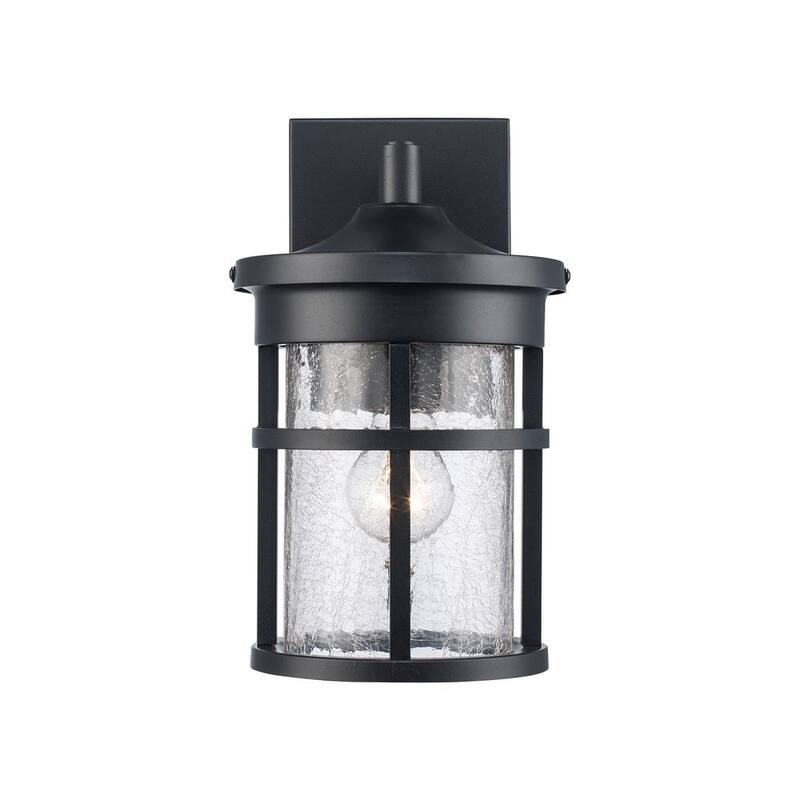 Bel Air Lighting Avalon 11 pulgadas 1-Luz Negro Lámpara de pared exterior con vidrio claro craquelado - 40380 BK