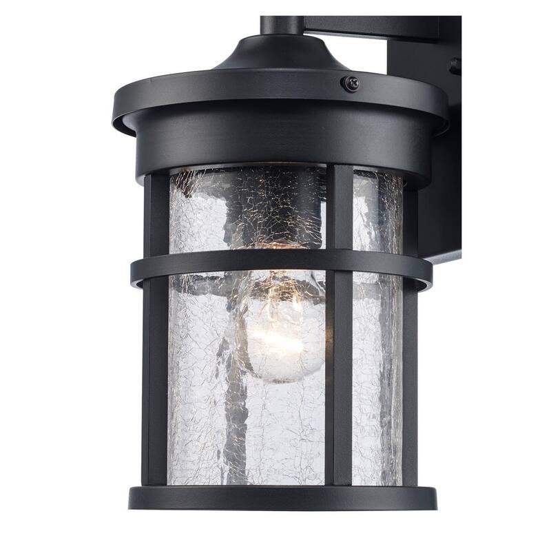 Bel Air Lighting Avalon 11 pulgadas 1-Luz Negro Lámpara de pared exterior con vidrio claro craquelado - 40380 BK
