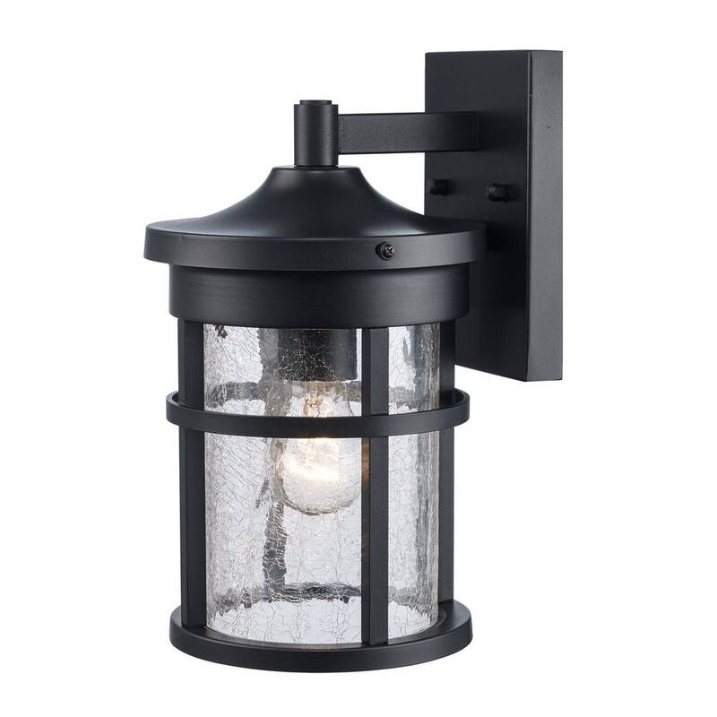 Bel Air Lighting Avalon 11 pulgadas 1-Luz Negro Lámpara de pared exterior con vidrio claro craquelado - 40380 BK