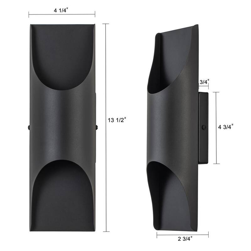 C Cattleya 2-Luz Negro Mate Luces de Pared de Linterna con LED Integrado para Exteriores con Cableado Duro (Paquete de 2) - HCA2422-2W