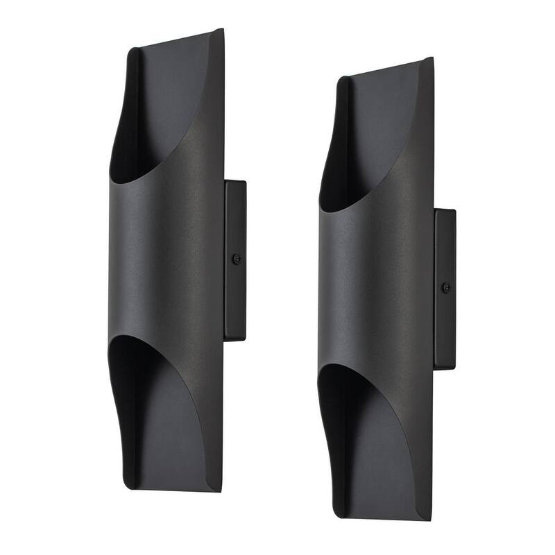 C Cattleya 2-Luz Negro Mate Luces de Pared de Linterna con LED Integrado para Exteriores con Cableado Duro (Paquete de 2) - HCA2422-2W