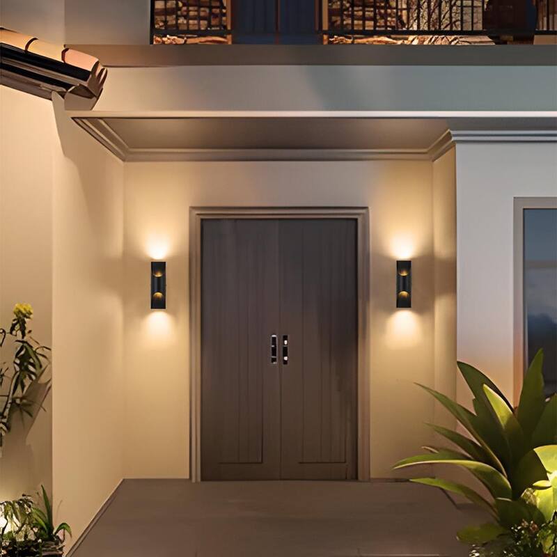 C Cattleya 2-Luz Negro Mate Luces de Pared de Linterna con LED Integrado para Exteriores con Cableado Duro (Paquete de 2) - HCA2422-2W