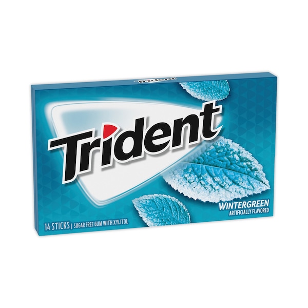 Chicle Trident SugarFree, Sabor a Hierbabuena, 14 piezas, Paquete de 12, 12 paquetes - 1161