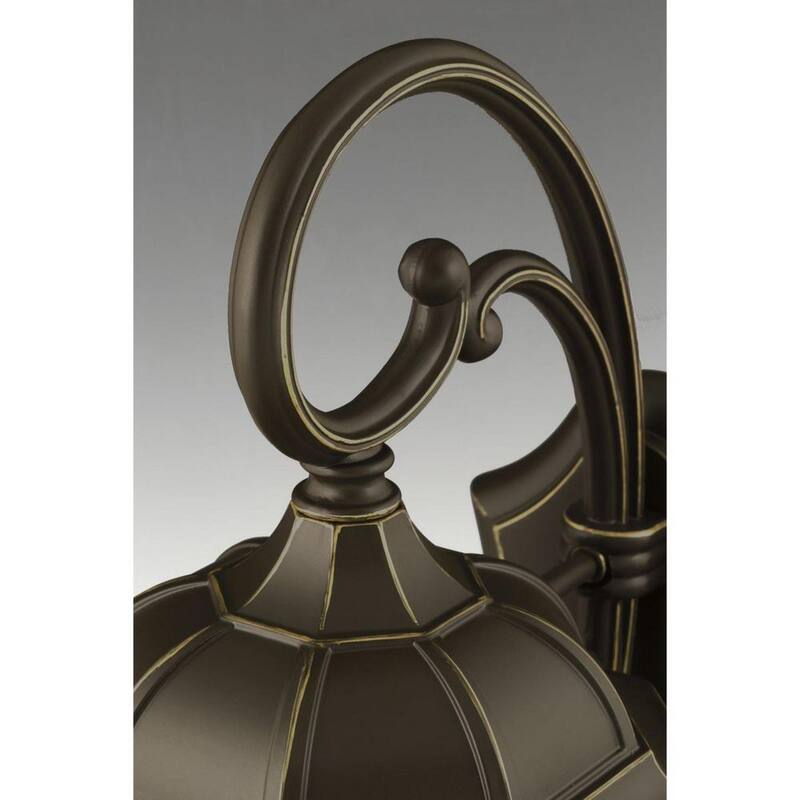 Colección de iluminación Verdae de Progress Lighting, 1 luz de pared mediana para exteriores en bronce antiguo con vidrio transparente sembrado estilo tradicional - P560015-020.