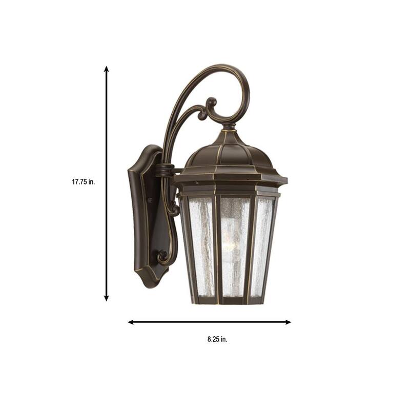 Colección de iluminación Verdae de Progress Lighting, 1 luz de pared mediana para exteriores en bronce antiguo con vidrio transparente sembrado estilo tradicional - P560015-020.