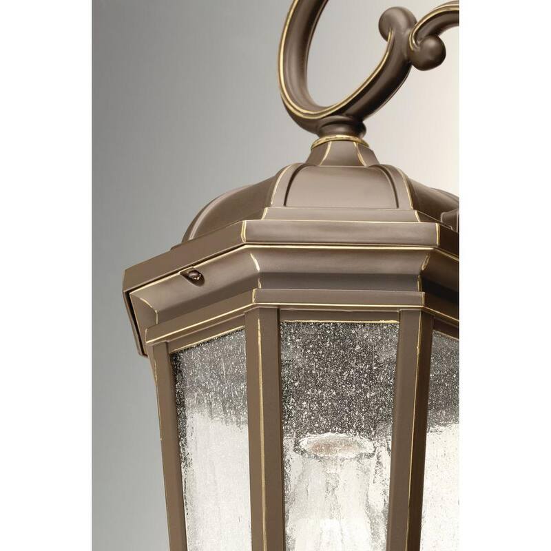 Colección de iluminación Verdae de Progress Lighting, 1 luz de pared mediana para exteriores en bronce antiguo con vidrio transparente sembrado estilo tradicional - P560015-020.